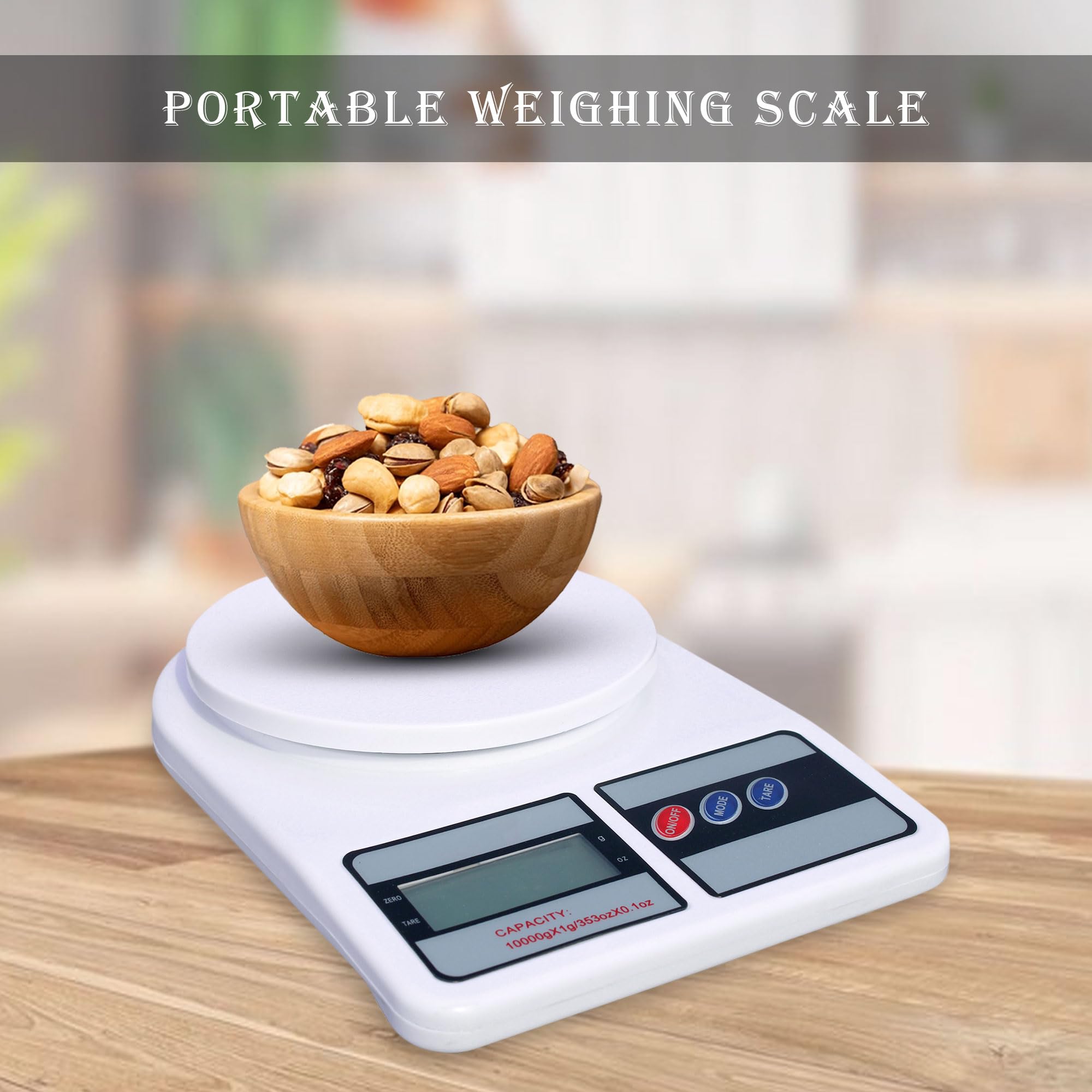 Glun Weight Machine For Kitchen, Digital Scale With Lcd Display, Scale For Home Baking, Cooking & Balance Diet. Weighing Machine